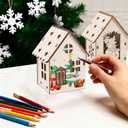 2 x sulanmo 1 Set Christmas Wooden DIY House Xmas Unfinished Wooden Village Mini House Landscape Decors for Xmas Party Tabletop Mantle Decor