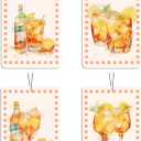 Aperol Spritz Car Air Freshener 4 Pcs, Watercolor Cocktail Scented Hanging Decor for Women Adults, Vehicles Home Bar, Trendy Drink-Themed Mirror Accessory Gift