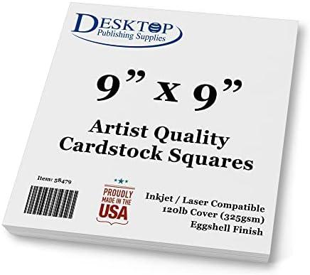 Premium White Cardstock Squares - Ultra Thick Artist Drawing Quality Eggshell Finish - For Spin Art Refill, Sketching, Charcoal, Watercolor, & Painting (9" x 9", 100 Pack)