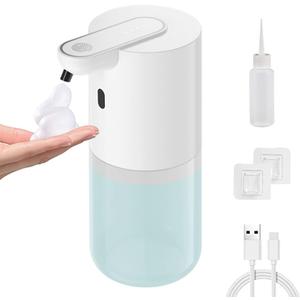 Automatic Foaming Soap Dispenser by Smartly Simple - Touchless Hands-Free Motion Sensor, Rechargeable, 4 Gears, White - 400ML Wall Mountable Auto Foam Liquid Dish Hand Soap Pump for Bathroom Kitchen