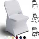 Trlyc Spandex Folding Chair Covers 150 Pcs Universal Dining Chair Cover Stretchy Slipcovers for Wedding Party Banquet Flat-Front Chair Covers (White)