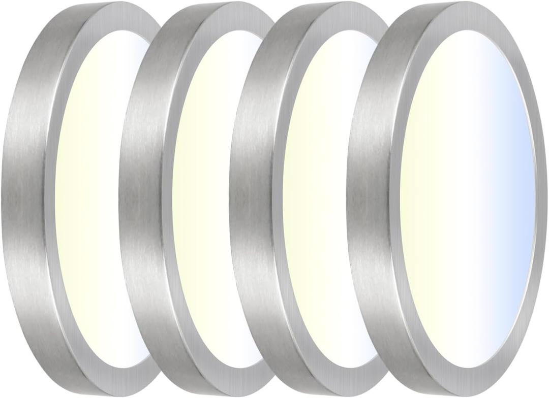 Hlite 4pack 9 Inch LED Flush Mount Ceiling Light Fixture, Dimmable & 3CCT Selectable 3000K/4000K/5000K, 18W 1800LM Super Slim, Low Profile Light for Kitchen Bedroom Hallway, Brushed Nickel