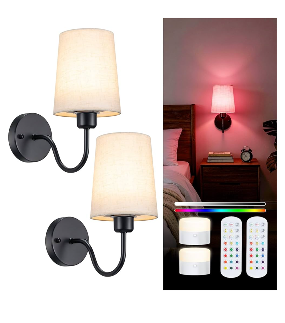 Battery Operated Wall Sconce Set of 2, 10000mAh Wall Sconces Battery Operated Rechargeable Wall Sconces