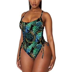 Viottiset Women's Ruched High Cut One Piece Swimsuit Tummy Control Bathing Suit Monokini (Medium)