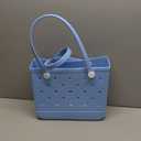 Large Tote Beach Bag, Waterproof & Sandproof & Washable, Shoulder Shopping Handbag Casual Tote for Pool, Groceries, Work (Sky Blue)