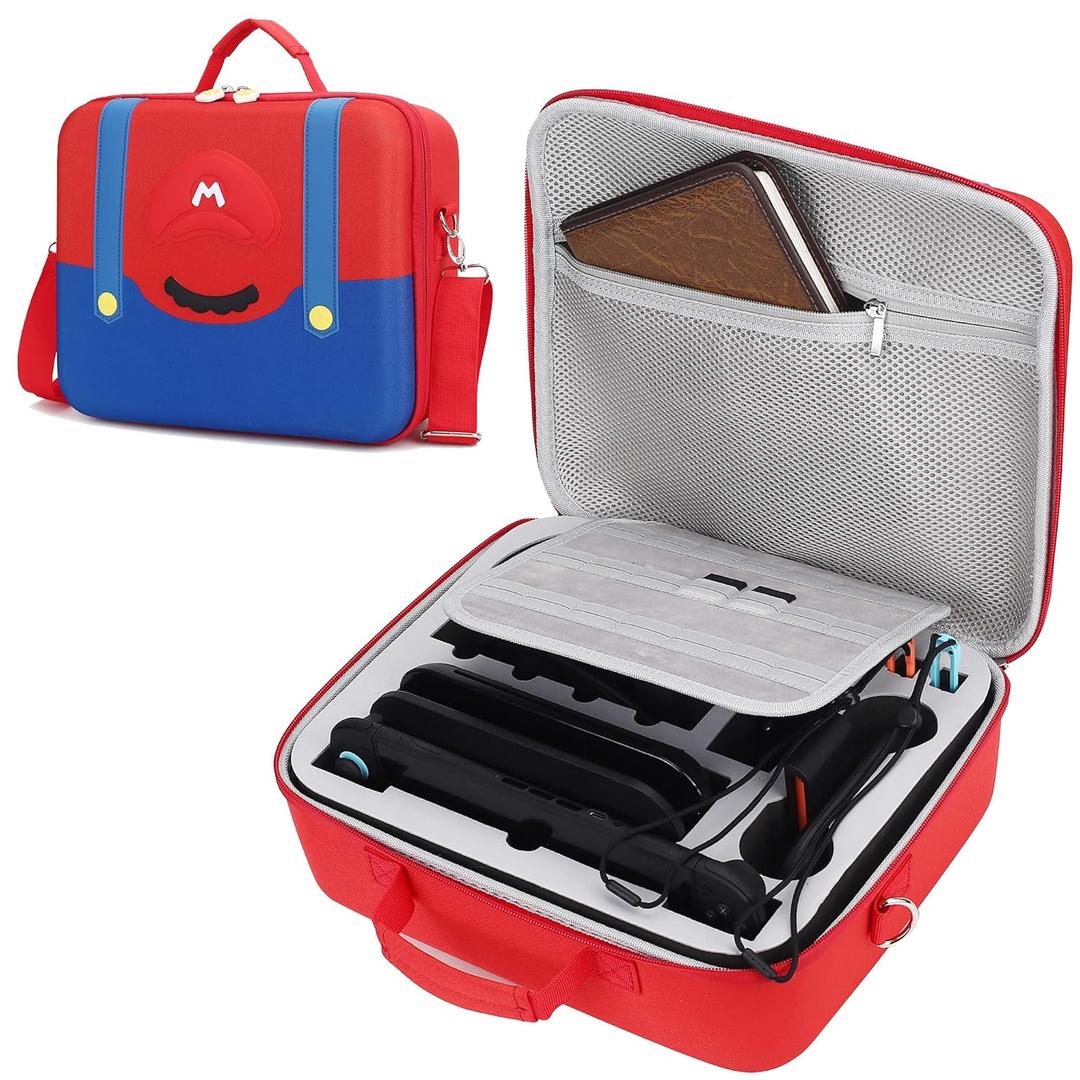 PONYRC Mario Carrying Case for Nintendo Switch 2 (2025), Large All in One Hard Travel Case with Game Card Slots, Portable Full Protection Carry Bag for Switch 2 Console, Pro Controller and Accessories