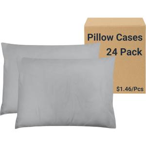 ZPECC Pillow Cases Bulk 24 Pack - Standard Pillowcases with Envelope Closure, Soft Brushed Microfiber Pillow Cover for Hotel Airb&bs Hospital Bedding Essential, Light Gray
