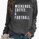 EGELEXY Football Game Day Sweatshirts Weekends Coffee and Football Sweatshirt Women Football Mom Crewneck Pullover XL