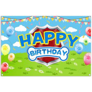 5x3ft Cartoon Dog Theme Backdrop Cartoon Photography Background Kids Boys Girls Birthday Party Decorations Photo Booth Banner Props