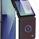 ASAPDOS Genuine Leather Folio Magnetic Case for Samsung Galaxy Z Flip 7 [Compatible with MagSafe],Built-in Screen Protector and Thin Slim Protective Case Cover Coffee