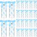 Jingmore 24 Pcs 14 oz Blue Bow Plastic Cups Reusable Coquette White Florets Aesthetic Cute Bottles with Lids and Straws with Ribbon Bow for Women Birthday Bridal Shower Wedding Gifts Party Supplies