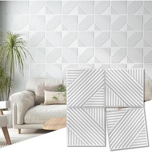 Art3d 33-Pack 3D Wall Panels for Interior Wall Decor, Textured Accent Walls Paneling for Living Room, Bedroom, TV Background, 12"x12" White