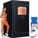 Portable Sauna Box, Steam Sauna Tent for Home with Steamer, Remote Control, Folding Chair, 9 Levels, 2.6 x 2.6 x 5.9 (Blue)