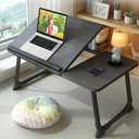 Laptop Desk for Bed Couch,Lap Desk for Laptop,Portable Laptop Stand for Desk,Small Adjustable Laptop Desk,Foldable Bed Table for Laptops and Writing, Bed Tray Table with Cup Holder(Black)