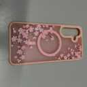 Compatible with Galaxy S25/S24 Magnetic Matte Translucent Case,Luxury Shockproof with Cute Flower Pattern Hard Back Cover Galaxy S25/S24 Case for Women Girls-Pink Floral