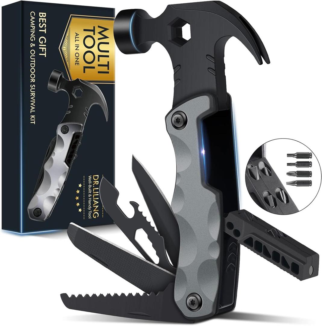 Fathers Day Dad Gifts from Daughter Son Wife, 13 in 1 Hammer Multitool, Cool Camping Accessories Survival Tools, Unique Birthday Present Ideas Gifts for Men, Husband, Grandpa, Step Dad, Him