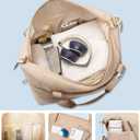 JUNGYOON Gym Bag for Women  Lightweight Weekender Overnight Bags with Toiletry Pouch, Quilted Travel Duffle Carry On Bag (Khaki)