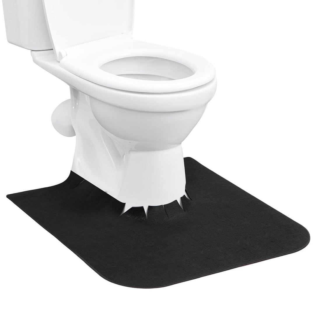 Upgrade Round Commode Potty Training Mats for Boys, Potty Training Toilet Rugs, Toilet Rugs u Shaped Washable,Toilet mats for Bathroom(4 Pack, Black)