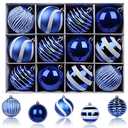 SHareconn 80mm Christmas Balls Ornaments,10PCS Colored Shatterproof Plastic Decorative Hanging Tree Decorations Baubles Set for Xmas Tree Decor Holiday Party Wedding Decoration with Lanyard,Blue&White