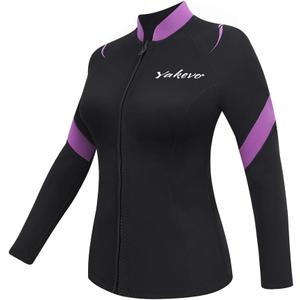 Wetsuit Top Men Women 2mm 3mm Neoprene Wetsuit Jacket Long Sleeve Wet Suit Tops Front Zip Warm Wets Suit Jackets Shirts Stretch for Snorkeling Swimming Surfing Scuba Diving Water Sport, Large
