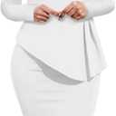 HipGlamp Women's Fashion Peplum Bodycon Dresses Short Sleeve Bow Club Ruffle Pencil Party Dress (X-Large)