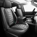 FREESOO Tundra Seat Covers 2014-2021 Full Set, Fit for Toyota Tundra Crewmax Cab, Custom Truck Seat Covers with Waterproof Faux Leather BlackGrey
