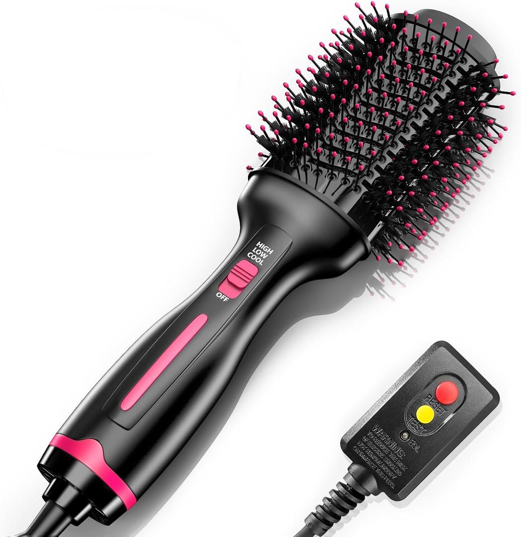 Negative Ion Blow Dryer Brush One Step Volumizer, Excellent New Thermal Conductive Aluminum 75MM Oval Shape Hot Air Straightener Brush | More Volume, Smooth, Frizz-Free for Fast Salon-Style