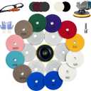 4 Inch Diamond Polishing Pads, 22 PCS 50-8000 Grit Wet/Dry Granite Stone Polish Pad Kit with 5/8-11 Backer Pad, Drill Adapter and Wool Disc for Granite Marble Concrete Stone Tile
