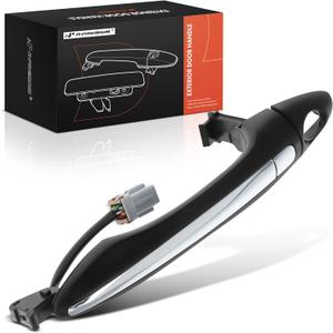 A-Premium Front Left Driver Side Exterior Door Handle with Keyhole Compatible with Kia Forte 2014-2018 Sedan, Forte5 2014-2018 Hatchback, Forte Koup 2014-2017 Coupe, Black Housing with Chrome Lever