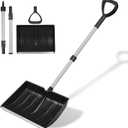 Ergonomic Large Snow Shovel for Driveway: 48-Inch Dual-Lock Knob Anti-Wobble Handle, 16" Plastic Blade w/Metal Edge, Ultra-Light 1.9 lb, Portable Aluminum Shaft, Car, Camping & Emergency, Black