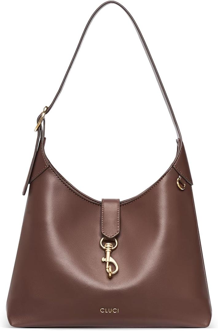 CLUCI Womens Purses and Handbags, Soft Vegan Leather Hobo Bags with Adjustable Strap, Lightweight Slouchy Shoulder Bag (Coffee)