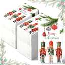 Sinmoe 200 Pcs Christmas Nutcrackers Guest Paper Napkin 2 Ply Disposable Hand Towel for Bathroom Merry Christmas Paper Napkin Dining Table Decoration for Xmas Party Winter Indoor Outdoor