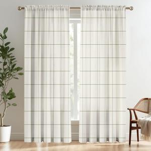 Plaid Gingham Curtains 84 inches Long for Bedroom Living Room 2 Panels, 52"W x 84"L