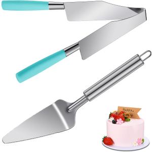 Cunhill 2 Pieces Cake Slicer Cutter Multi Function Stainless Steel Cake Spatula Server Set for Cakes Pie Desserts Pizza(Blue)