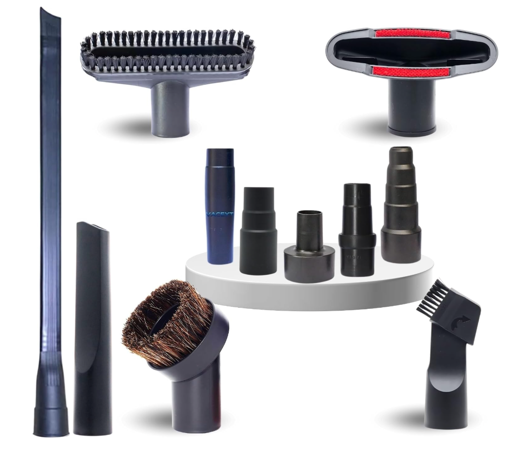 Replacement Vacuum Attachments & Brushes plus Universal Adapter Kit Compatible with Shop Vacs 21/4'' 17/8'' 13/8'' 11/4 Inch Flexible Vacuum Crevice Attachment Tool for Shop Vac Accessories