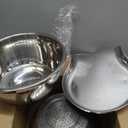 Palksky Stainless Steel Colander Set with Self-Draining Base, 3 Sizes Colanders & Food Strainers for Pasta, Rice, Fruits & Veggies, Metal Colander with Draining Plate for Sink or Countertop