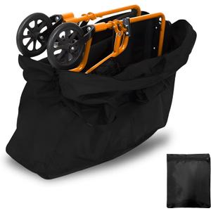 Rollator Travel Bag 600D Waterproof Wheelchair Carry & Travel Bag for Rollator Walkers & Transport Chairs Folding Walker Accessories Portable Walker Bags 37.4" L x 13" W x 29.9" H Black