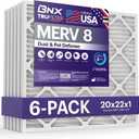 BNX TruFilter 20x22x1 Air Filter MERV 8 (6-Pack) - MADE IN USA Dust & Pet Defense Electrostatic Pleated Air Conditioner HVAC AC Furnace Filters for Dust, Pet, Mold, Pollen MPR 600 700 & FPR 5