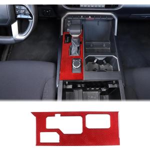 Aunginsy Center Control Gear Box Shift Knob Panel Sticker Cover Compatible with Toyota Tundra/Sequoia 2022-2024 Car Real Carbon Fiber Console Gear Shift Panel Trim Sticker Decorative Cover Accessories