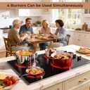 Electric Cooktop 30 Inch - 4 Burner Built-in(29.13"x19.3") Electrical Stovetop 7400W, 30 In Radiant Electric Stove with Glass Protection Metal Frame, Auto Shut Off, 220-240V Hard Wired