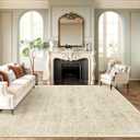 Washable Area Rug 8x10, Large Soft Rugs for Living Room Vintage Beige Rug 8x10 Area Rugs for Bedroom Dining Room Floral Non-Slip Thin Rug