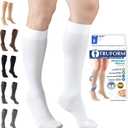 Truform 20-30 mmHg Compression Stockings for Men and Women, Knee High Length, Closed Toe, White, Large