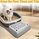 Cat Ramp for Litter Box Step, Plastic Automatic Litter Box Ramp Cat Steps Mat with Filter Function, Double Layered Self Cleaning Cats Stairs with Storage Space for Catcher (Grey)