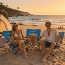 KingCamp Low Beach Chair, High Back Folding Camping Chair for Adults, Oversized Breathable Mesh Seat, 300lbs Heavy Duty Portable Chair with Cup Holder & Storage Pockets for Beach, Outdoor, Ergobreeze C Blue 2pcs, 24.8"D x 23.2"W x 25.2"H