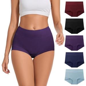 ALLBASE 5 Pack Womens Cotton High Waisted Full Coverage Underwear(Regular & Plus Size) Size XL