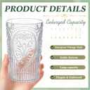 Plastic Vintage Drinking Glasses - 16 oz Stemless Ribbed Highball Glasses Bulk Embossed Reusable Cups for Water Beer Cocktails Juice Wedding Bridal Shower Birthday Event Party(Clear,48 Pcs), 3.1 inch /8 cm x 5.1 inch / 13 cm