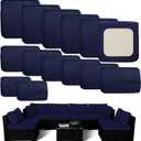 Outdoor Cushion Covers Replacement 14 Pcs Patio Cushion Covers fit for 7Pieces 6-Seater Wicker Rattan Sectional Couch Sofa Outdoor Cushion Slipcovers Set Seat and Back Cover Only, Blue