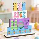 Easter Decorations Peeps Decorations Easter Carrot Decor Wooden Table Decor for Home Office Living Room Bathroom Bedroom Farmhouse Shelves Desk 6.4x6.4x0.2 inches