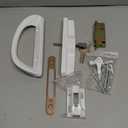 Patio Sliding Door Handle Set with Mortise Lock, Key Cylinder and Keeper, Replacement Handle Lock Set Fits Door Thickness from 1-1/2" to 1-3/4", 3-15/16" Screw Hole Spacing, Keyed, White