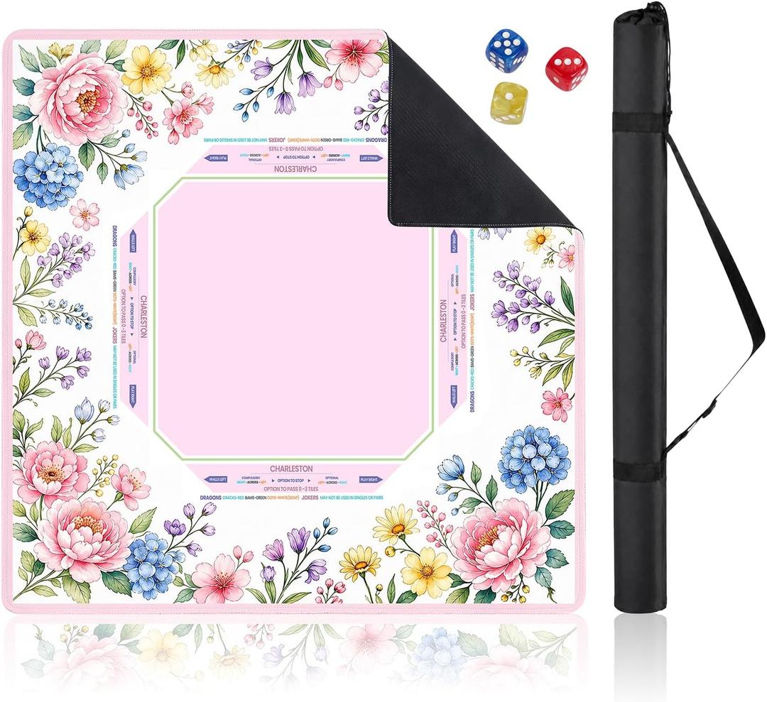Mahjong Mat for Table,31.5" American MahJong Game Mat,Shipped Rolled,Pink